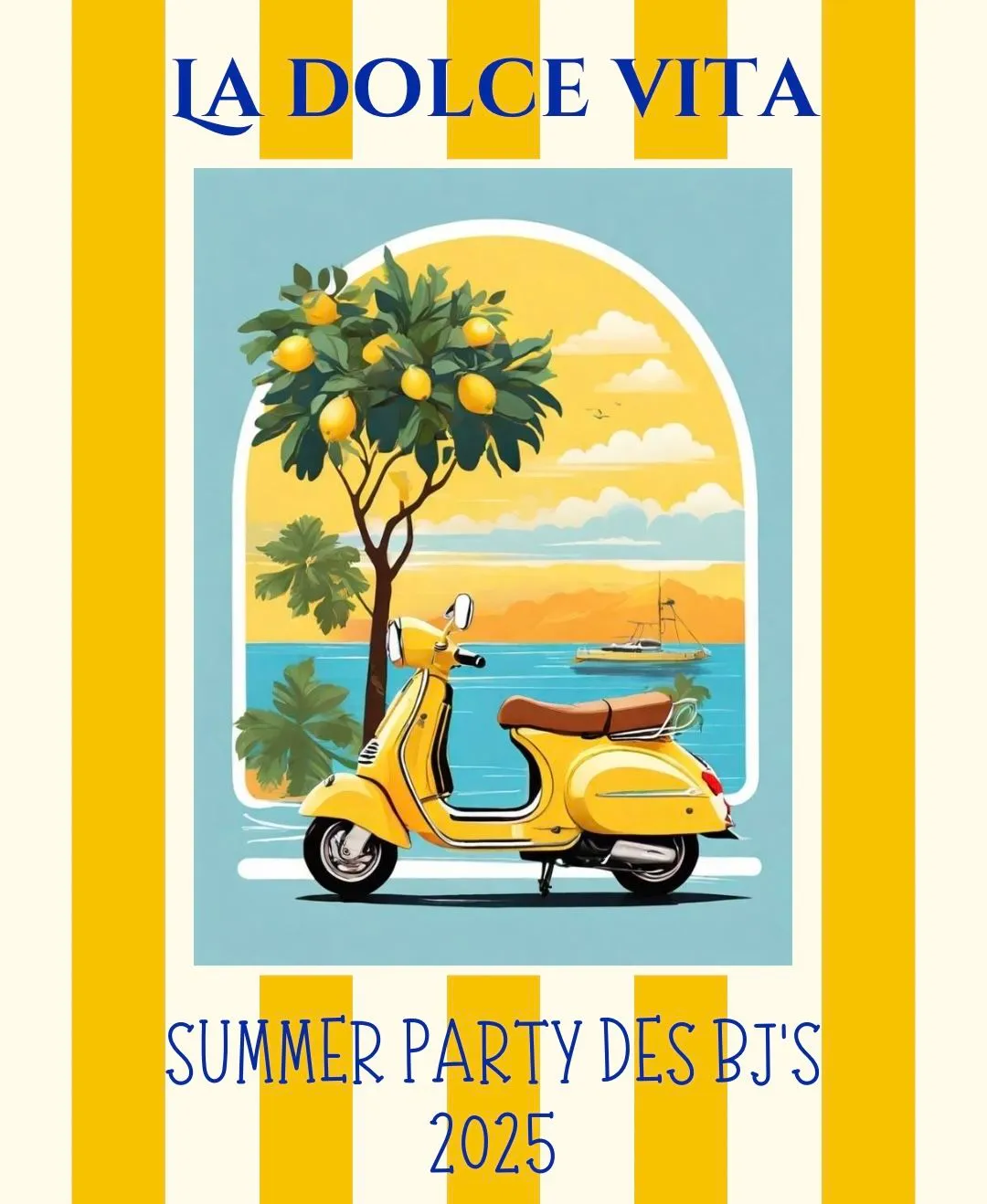Poster "La Dolce Vita" — Vespa jaune et citronnier