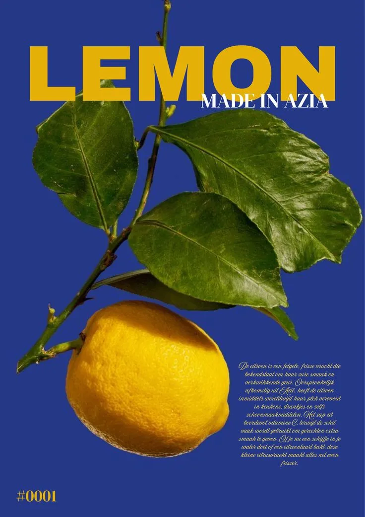 Couverture éditoriale citron sur fond bleu cobalt