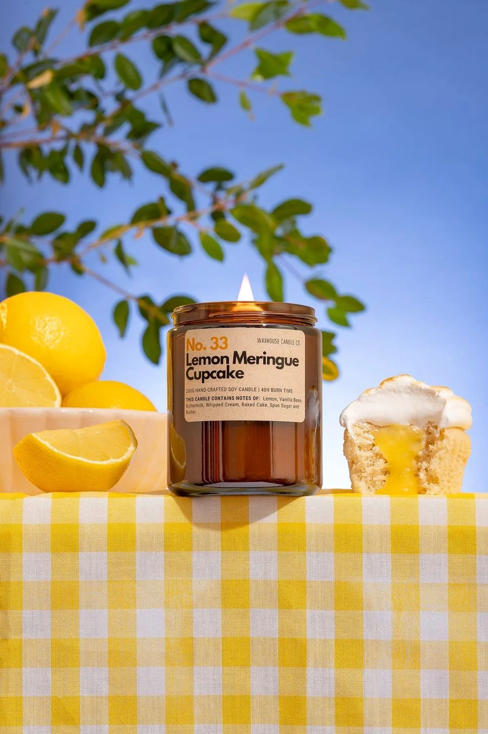Bougie Waxhouse No.33 Lemon Meringue Cupcake en bocal ambré